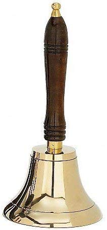 Large & Heavy Solid Brass Hand Bell School Bell Call Service Bell with Wood Handle 11"(H) 5"(D)