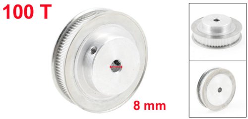 uxcell Silver Tone Aluminum Alloy 100 Teeth 8mm Pilot Bore Screwed Timing Pulley