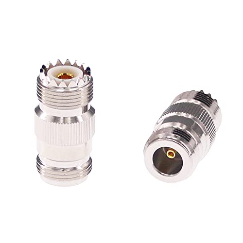 RFaha 2pcs N Female to UHF Female SO-239 SO239 RF Coax Adapter N to UHF Coaxial Connector Adapter(F35-2)