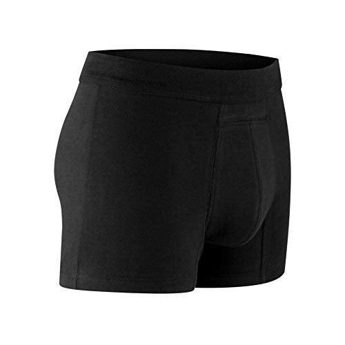 PROTECHDRY - Washable Urinary Incontinence Cotton Boxer Brief Underwear for Men with Front Absorbent Area, Black Large Large (Pack of 1)