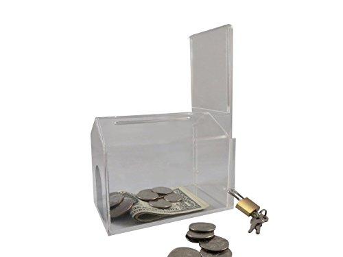 MCB - Small House Shape - Coin Collection Box - Acrylic Box - Tip Container - Ballot Box - with Pad Lock