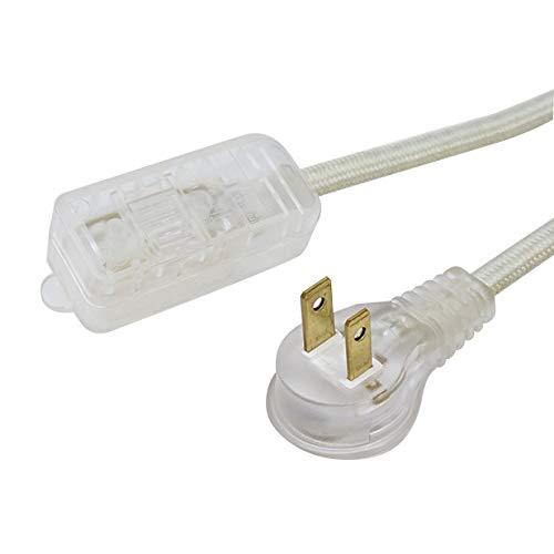 Woods 64598301 Decor Series 8-Foot Fabric Braided Indoor Extension Cord with Lighted Ends, 3 Polarized 2-Prong Outlets, Right Angle Plug, 125 Volts, Beige