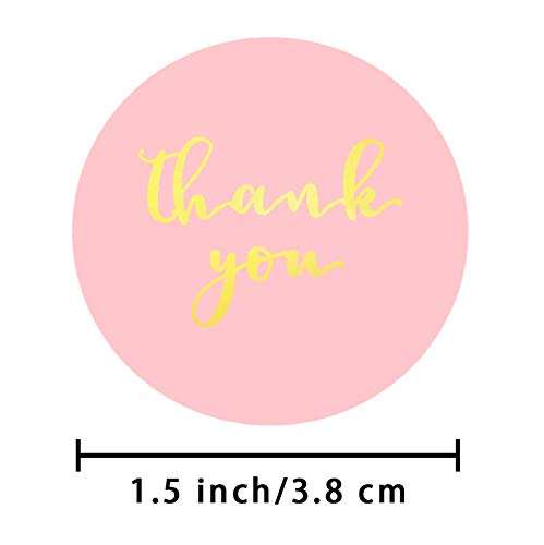 Thank You Stickers Roll, Business Stickers, Envelopes Stickers, Packaging Bags Stickers, Boxes Stickers, Gifts for Sealing and Decoration Stickers, 500 Labels Per Roll (Pink+Gold) Pink+gold