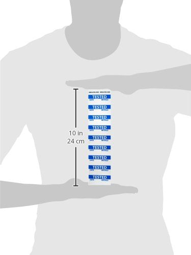 NMC INL11 Inspection Label, Legend"Tested", 2-1/4 Length x 1" Height, Pressure Sensitive Vinyl, Blue on White (Pack of 27)