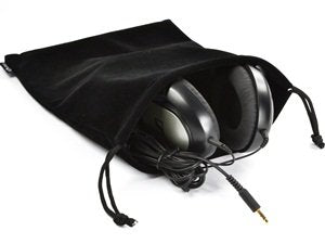 Cosmos Set of 2 Premium Black Travel Carry Drawstring Headphones Pouch Bag