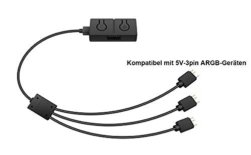 EZDIY-FAB RGB converter 12V RGB to 5V ARGB transfer hub with 3-way splitter, motherboard with 12V 4-pin header can control 5V ADD RGB products, built-in 50 color modes