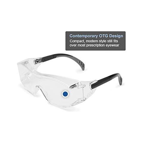 Gateway Safety 6980 Cover2 Safety Glasses Protective Eye Wear - Over-The-Glass (OTG), Clear Lens, Black Temple 1 Pair