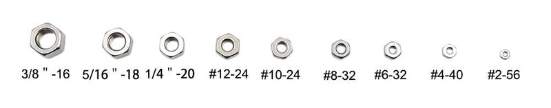 HVAZI #2-56 to 3/8"-16 UNC 304 Stainless Steel Hex Nuts Assortment Kit
