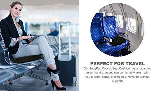 Upgraded-SnugPad Memory Foam Seat Cushion, for Sciatica, Back, Hip, and Tailbone Pain Relief, Firm Comfortable, Support for Office Chair, Wheelchair,Car. Nonslip Orthopedic Memory Foam Coccyx Cushion 1 Seat cushion Black