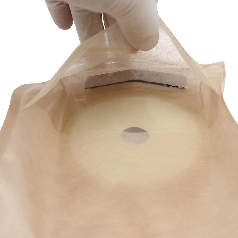 VARWANEO 20 PCS Colostomy Bags，One-Piece Ostomy Pouch Barrier with Stripes Colostomy Bag Max Cut 15-60mm Back Window （Hook & Loop Closure)