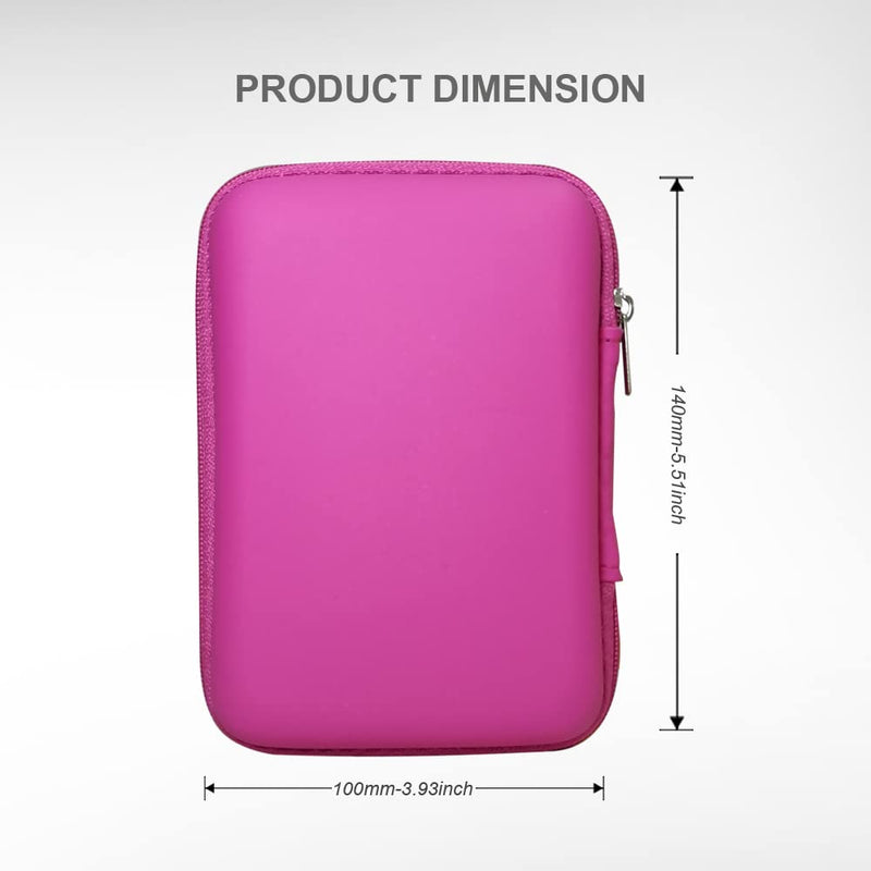 Hard Drive Carrying Case Storage Organizer Bag Multi-Purpose Universal Carry Pouch Compatible with Western Digital WD Elements Seagate, 2.5’’ EVA Shockproof Travel Case (Pink) Pink