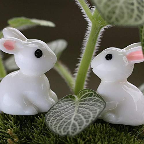 100Pcs Rabbit Miniature Figurines Mini Rabbits Fairy Garden Miniature Moss Landscape DIY Terrarium Crafts Ornament Accessories for Home D√©cor 100 Pcs