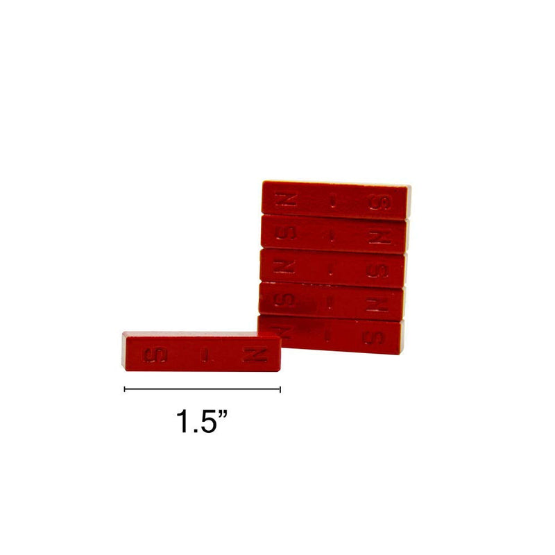 hand2mind Red Ceramic Bar Magnets, 1.5 Inch (Pack of 6)