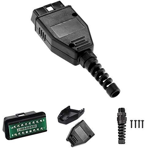 E-Car Connection Universal OBD2 16 Pin Square Contact Type Car Connection Male Adaptor Plug with Screws