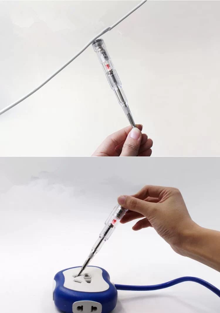 Fielect Voltage Tester Screwdriver, Voltage Tester Pen 70-250V Voltage Detector Pen Neon Light Circuit Tester Pen Voltage Test Pen Screwdriverm 1Pcs Silver transparent red 1Pcs