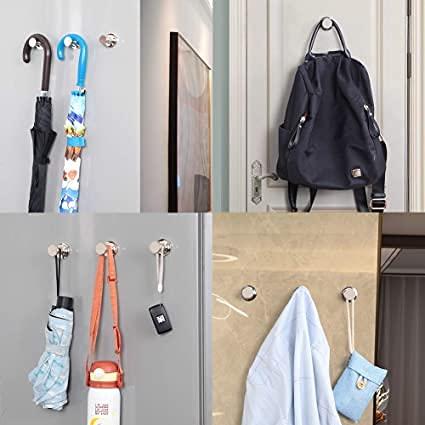 MHDMAG Coat Magnetic Hooks Heavy Duty Magnet Hanger, Magnet Hooks with Rare Earth Neodymium for Home, Office, Workplace or Traveling(D36 Sliver-4) medium package 4pcs Silver