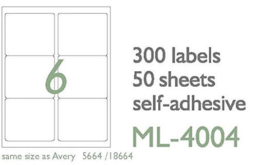 MACO Laser/Ink Jet Matte Clear Shipping Labels, 3-1/3 x 4-1/4 Inches, 6 Per Sheet, 300 Per Box (ML-4004)