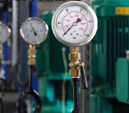 Nimomo hydraulic pressure gauge, 63 mm glycerin pressure gauge, hydraulic pressure gauge, 0-250 bar 0-3750 PSI pressure pressure gauge, glycerin pressure gauge for fuel, air, oil, liquid, water, G1/4 thread