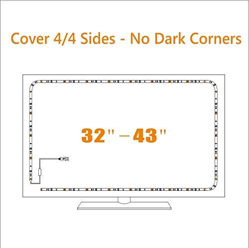 USB TV Backlight RGB LED Neon Accent Lights Strips for 32 to 43 inch HDTV Bias Lighting with Remote - USB Powered TV Behind Lighting LED Strip For 32-43 inch TV