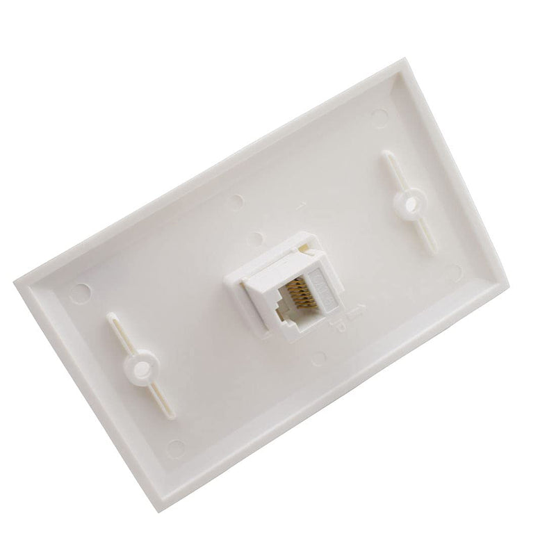 1 Pack Ethernet Wall Plate -Single Gang 1 Port RJ45 Cat6 Keystone Jack Female-to-Female, Trapezoidal Inline Coupler, Standard Size, White 1 Pack