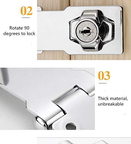 2 Packs Keyed Hasp Locks Twist Knob Keyed Locking Hasp for Small Doors, Cabinets and More,Stainless Steel Steel, Chrome Plated Hasp Lock Catch Latch Safety Lock (4Inch with Lock) 4Inch with Lock