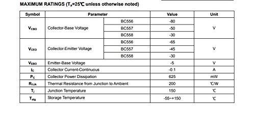 Bridgold 100pcs(50pcs BC547+50pcs BC557) NPN PNP Bipolar PBP Low Power Transistor 100mA,3-Pin
