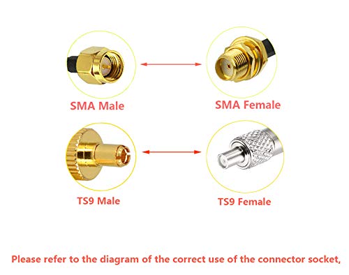 RedYutou SMA Female to Dual SMA Male Cable plitter Combiner SMA Connector 6-inch (15cm) +2pcs SMA Female to TS9 Male Adapter (not Applicable to TV) SMA F to Dual SMA M/TS9 Adapter