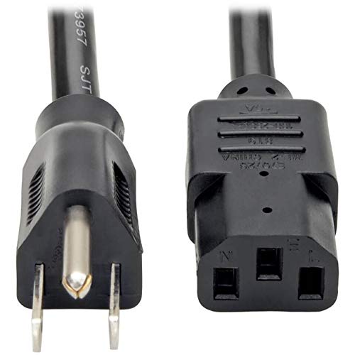 Tripp Lite Heavy Duty Computer Power Cord, 15A, 14AWG (NEMA 5-15P to IEC-320-C13), 12-ft. (P007-012) Black 12-feet