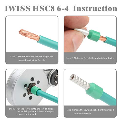 IWISS Self-adjusting Hexagonal Plier for AWG23-10 End-sleeves Ferrule HSC86-6
