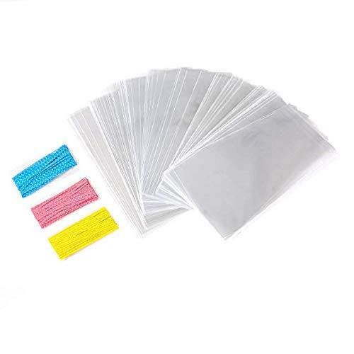 100 Pcs 10 in x 6 in Clear Flat Cello Cellophane Treat Bags Good for Bakery, Cookies, Candies ,Dessert(by Brandon)1.4mil.Give Metallic Twist Ties!