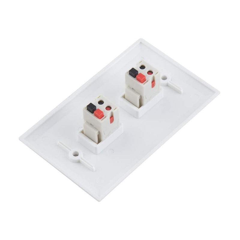 TENINYU 2 Port Speaker Jack Speaker Module Keystone Single Gang Wall Plate Speaker Wall Plate for Home Theater - White (2-Port)