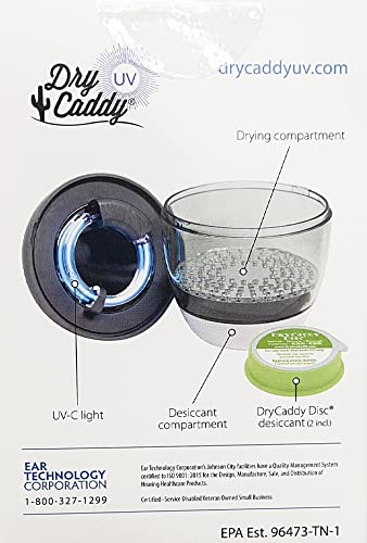 DryCaddy UV by Dry & Store | with Industry-Leading Desiccant to Keep Hearing Aids or Small Electronics Clean and Last Longer DryCaddy UV
