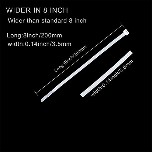 Cable Ties,8 inch Clear Zip Ties,100 Pcs Self-locking Nylon Ties, (200 mm) Wire Ties, Zip Ties Heavy Duty, Can be Used for Circuit Fastening and Water Pipe Lashing