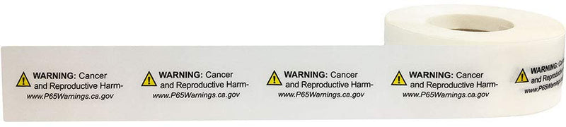 California Proposition 65 Cancer and Reproductive Harm Warning Labels Short Form .5 x 1.5 Inch 500 Adhesive Stickers