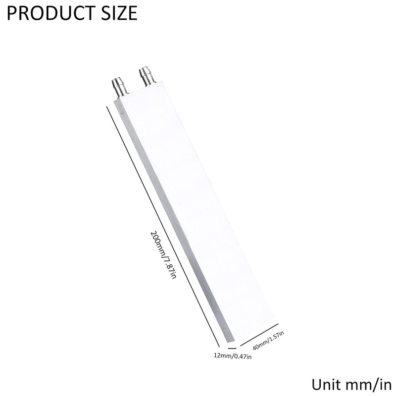 ClYXGS Aluminum Water Cooling Block, Liquid Cold Water Plate Heat Sink Water-Cooled Exchanger Head semiconductor Refrigeration Sheet CPU Graphics Radiator Heatsink Endothermic Head (40 x 200 x 12mm) 200mm Silver