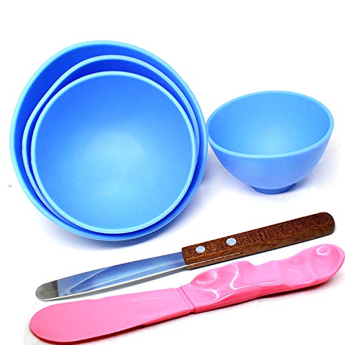 BONEW 4 x plastic toothbrush bowls for alginate, modeling clay, rubber plaster bowl + 2 mixing spatulas