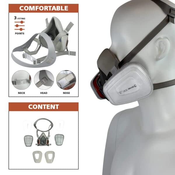 Rhino face cover for painting, dust, particles, chemicals, machine polishing, organic fumes, pollen and chemicals, with filter cotton