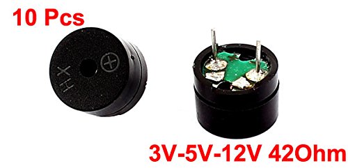sourcing map 10pcs 3V-5V-12V 2 Terminal Passive Electronic Buzzer 12mmx8.5mm