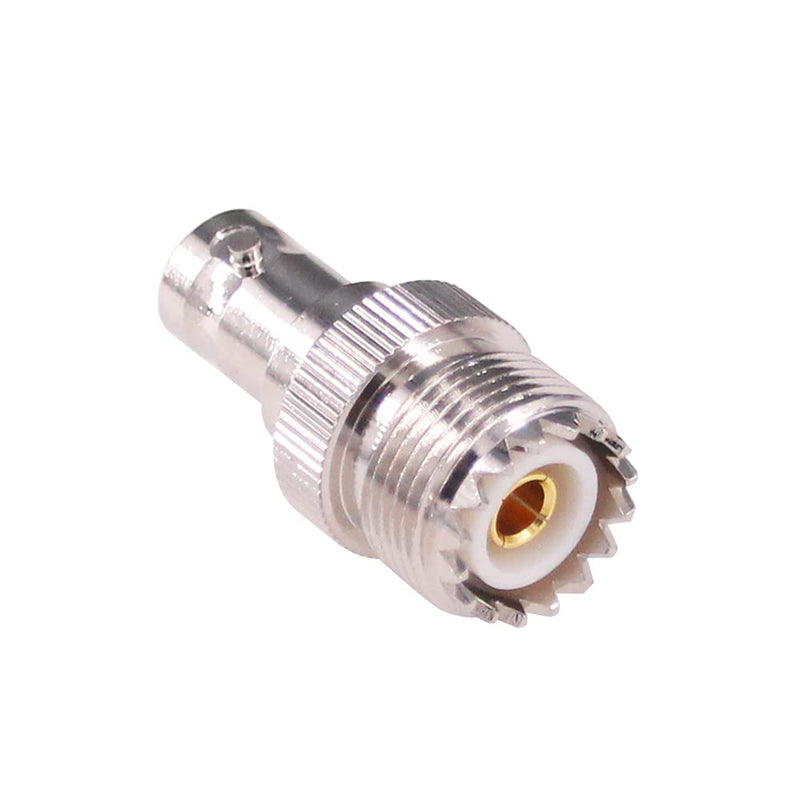 RFaha 2pcs BNC Female to UHF Female SO239 SO-239 RF Coax Coaxial Connector Adapter(F105-2), Nickel plated