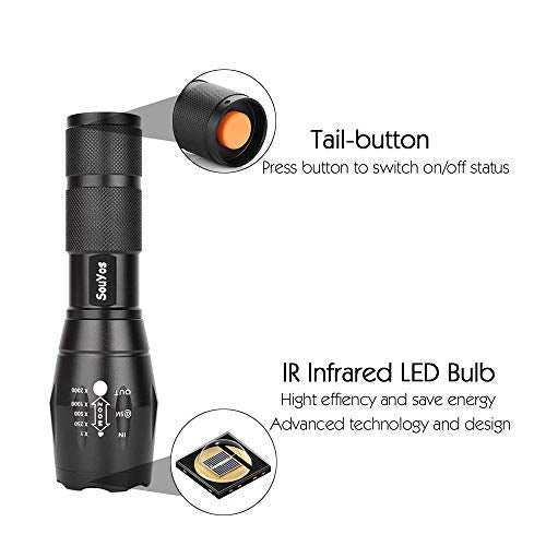 IR Illuminator Flashlight,LED 850nm Infrared Flashlight,Adjustable Focus Night Vision Torch Light for Hunting Varmint Coyote Hog Fox (Infrared Flashlight)