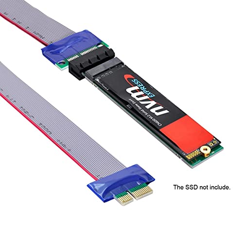 NFHK NGFF M-Key NVME AHCI SSD to PCI-E 3.0 1x x1 Vertical Adapter with Cable Male to Female Extension
