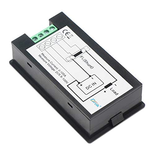 DC Power Meter, DROK 6.5-100V 100A 12V 24V 36V 48V 60V 72V Volt Amp Watt Meter, LCD Display Multimeter Voltage Current Energy RV Battery Monitor Voltmeter Ammeter Wattmeter Panel with 100A Shunt