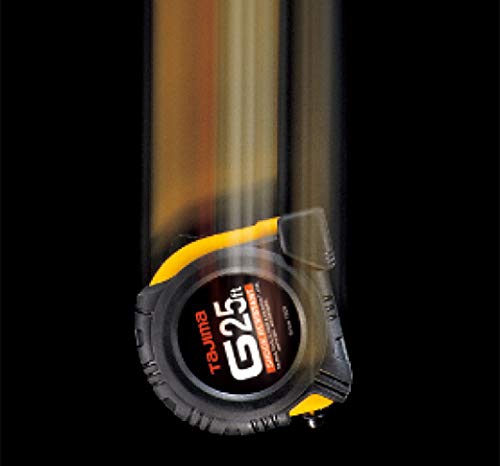 TAJIMA Tape Measure - 25 ft / 7.5 m x 1 inch G-Series Measuring Tape with Dual Metric/Standard Scale & Acrylic Coated Blade - G-25/7.5MBW