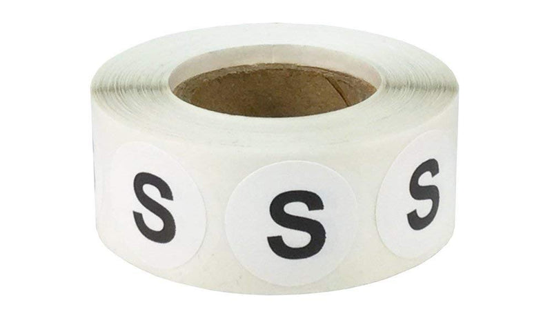 S Clothing Labels Round Circle Stickers for Retail Apparel 3/4 Inch 500 Adhesive Stickers