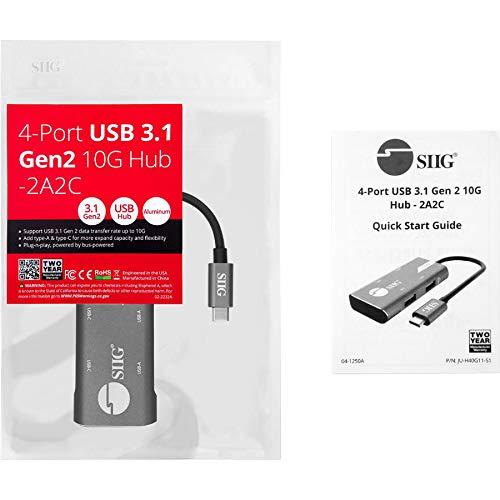 SIIG 4-Port USB 3.1 Gen 2 10G Hub - 2X USB-C & 2X USB-A Ports at Ultra High Speed Data Transfer Rates, Plug-n-Play for Windows and Mac Systems (JU-H40G11-S1)