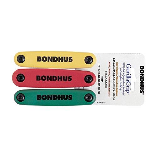 Bondhus 12533 GorillaGrip Hex and Star Fold-up Triple Pack, 12587 (2-8mm), 12589 (5/64-1/4-Inch) & 12634 (T9-T40) 1