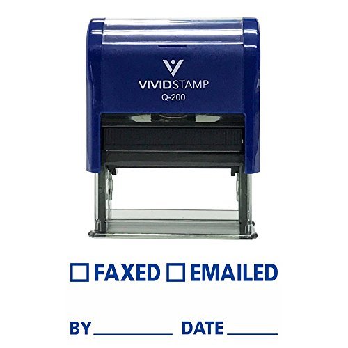 FAXED EMAILED by Date Self Inking Rubber Stamp (Blue Ink) - Medium