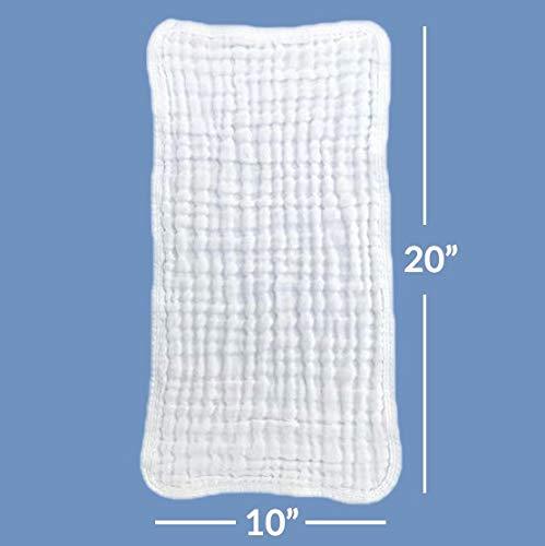 Muslin Burp Cloths 6 Pack Large 100% Cotton Hand Washcloths 6 Layers Extra Absorbent and Soft (White, Pack of 6) White