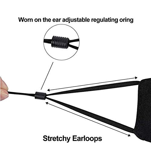 3 Pcs Adult Unisex Reusable Washable Adjustable Face Protection with Filter Pocket and Nose Wire Black Breathable Cotton Dust Cloth with 10Pcs Replacement Carbon Filters for Man and Women 3+10Pcs