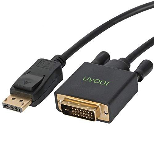 DisplayPort to DVI Cable 6.6 Feet 2-Pack, UVOOI Display Port (DP) to DVI-D Male to Male Adapter Cable 1080P Compatible with PC, Laptop, HDTV, Projector, Monitor, More- Gold-Plated